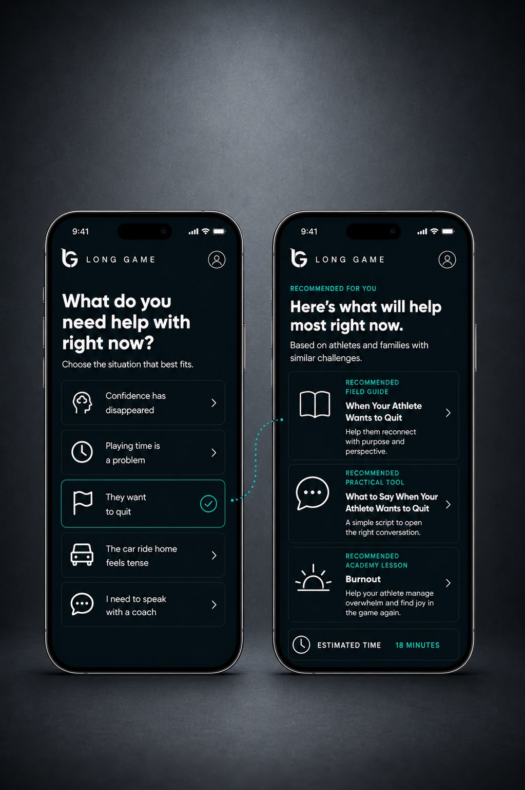 Long Game guidance flow on mobile