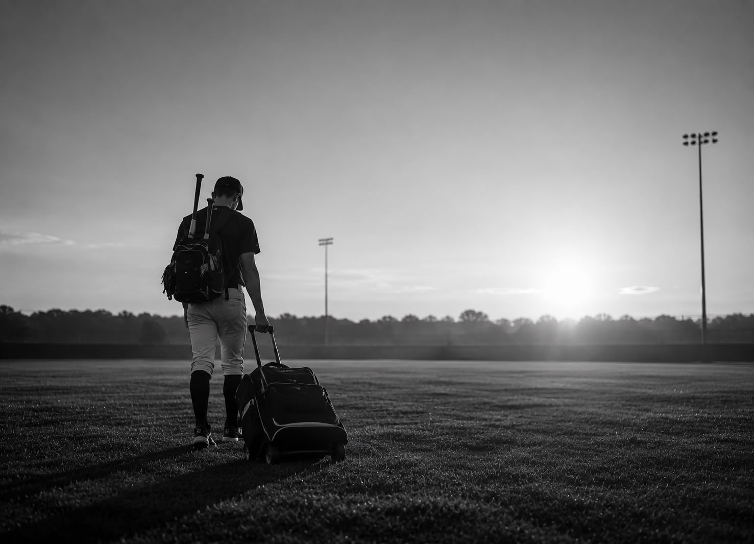 Athlete walking alone off the field